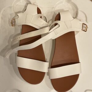 Rainbow White and Brown Sandals Minimalist Design